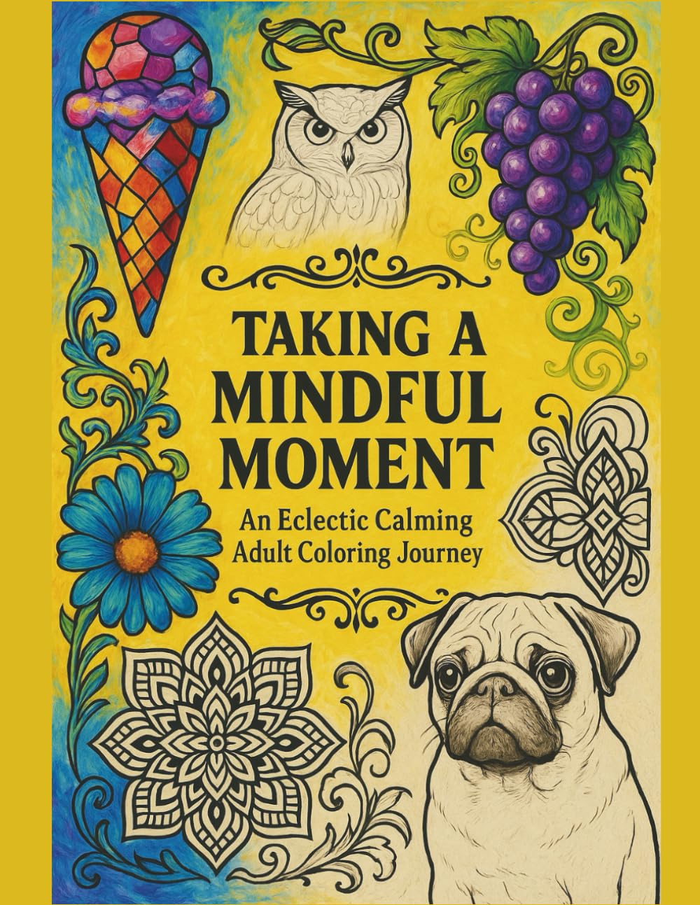Taking A Mindful Moment - An Eclectic Adult Calming Coloring Journey: Different Art Styles Applied To Intricate Designs of Cozy Pets, Florals, ... Famous Locations, Landscapes, and Much More!