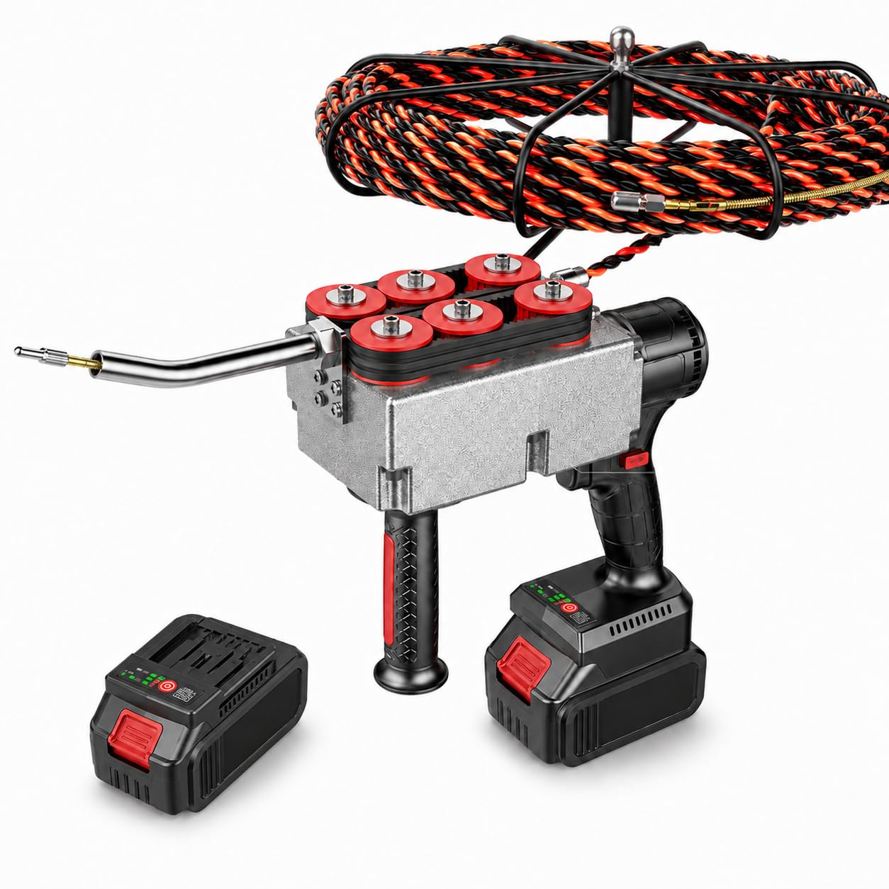 Cordless Automatic Electrician Wire Threading Machine - Brushless Motor Electric Wire Puller Through Wall With Stepless Speed, Wall Wiring Tool For Hydropower Wiring & Construction Work singlebattery