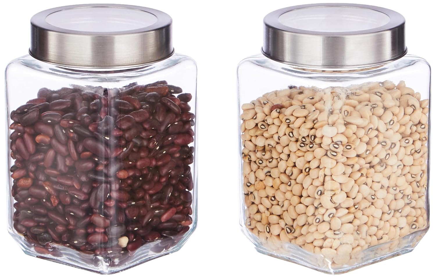 CROCO JAR Square Glass Storage Containers 650ml | Transparent Airtight Kitchen Jars with Steel Lid | Cubical Glass Jars for Pantry, Snacks, Dry Fruits, Masala, Pickle & Coffee Beans | Pack of 2