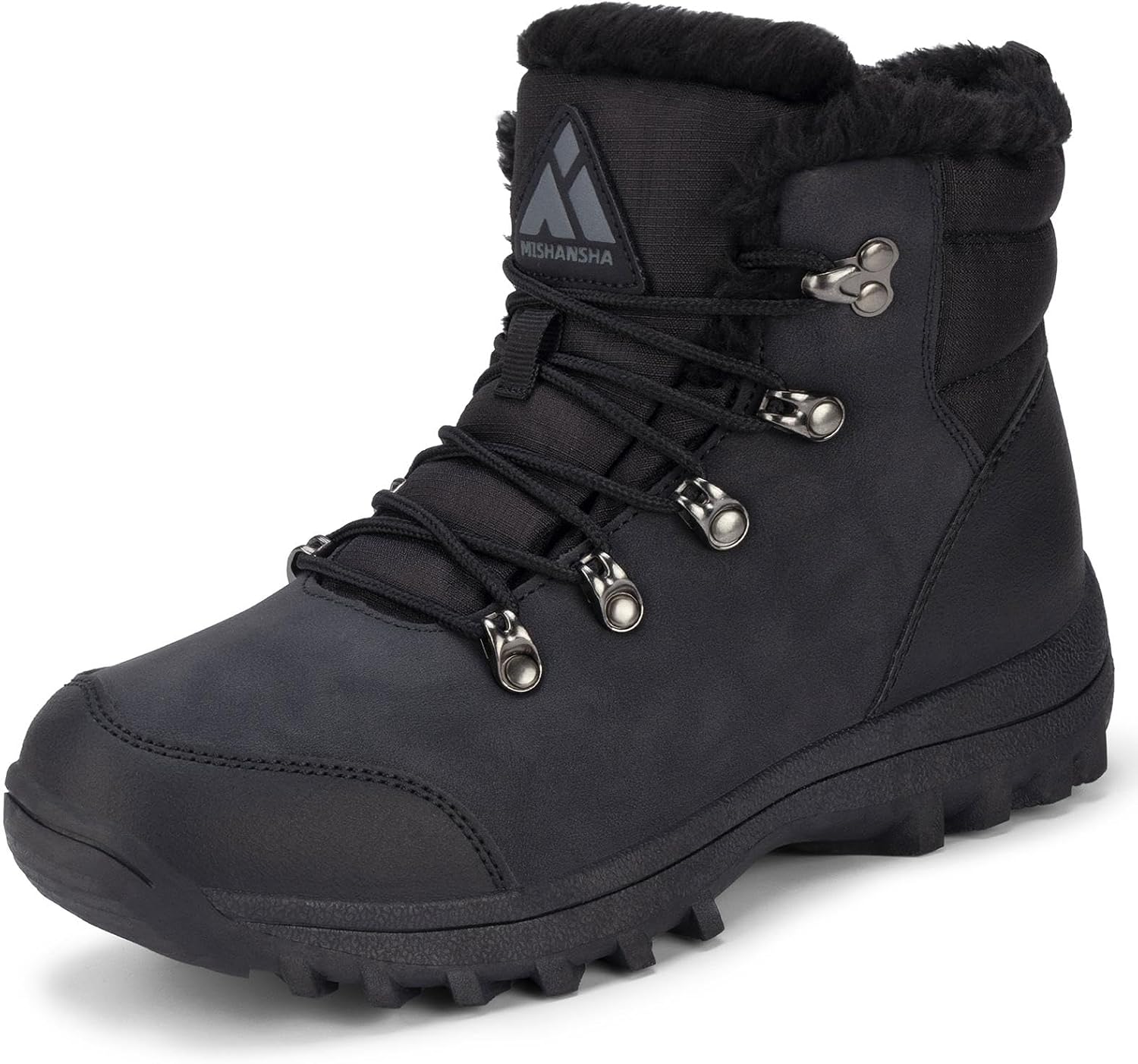 Mishansha Womens Snow Boots, Water-Resistant Fur Lined Winter Hiking Boots | Lace-Up Fit, Non-Slip Sole, Warm Ankle Boots for Outdoor Cold Weather, Walking, Hiking, Camping and Travel