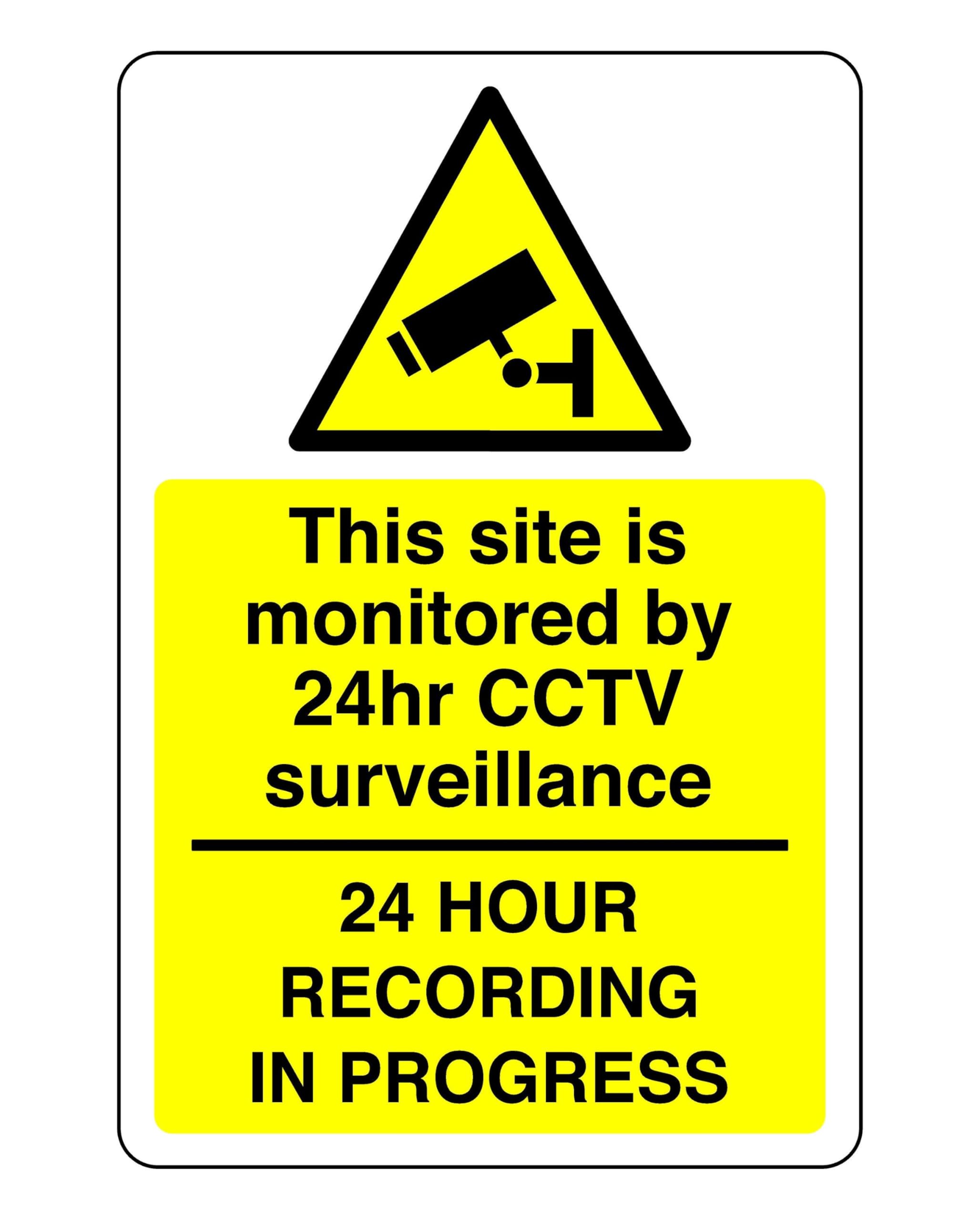 Safety First Display Ltd Yellow/Black This Site Is Monitored By 24Hr Cctv Surveillance Sign - 1.2Mm Rigid Plastic For Indoor/Outdoor Usage (300Mm X 200Mm) Viewing Distance Within 7M.