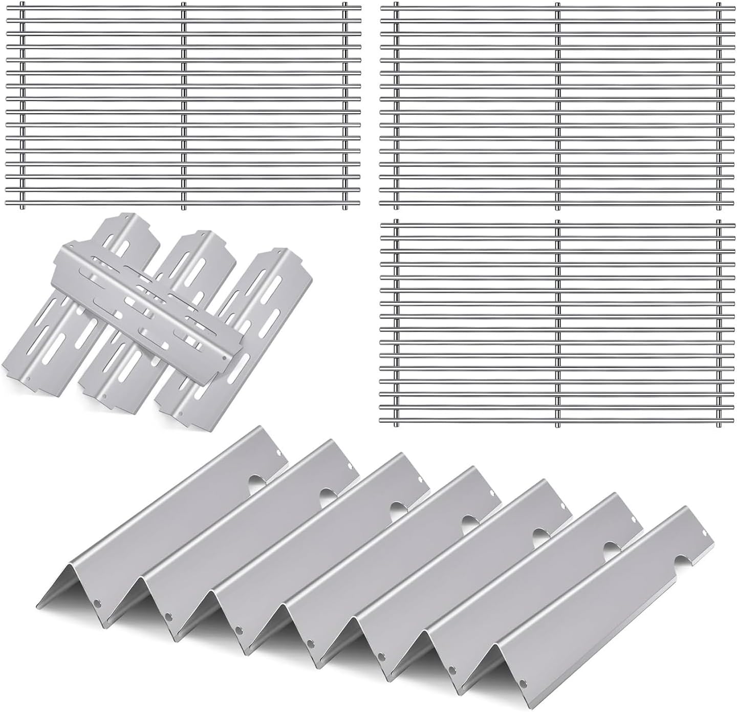 Grill Cooking Grates and Flavorizer Bars Heat Deflectors Parts for Weber Genesis II E-410 E-415 E-435 LX E-440 Series, Replacement Parts for Weber 66089, 66097, 66041, 66033, 66796