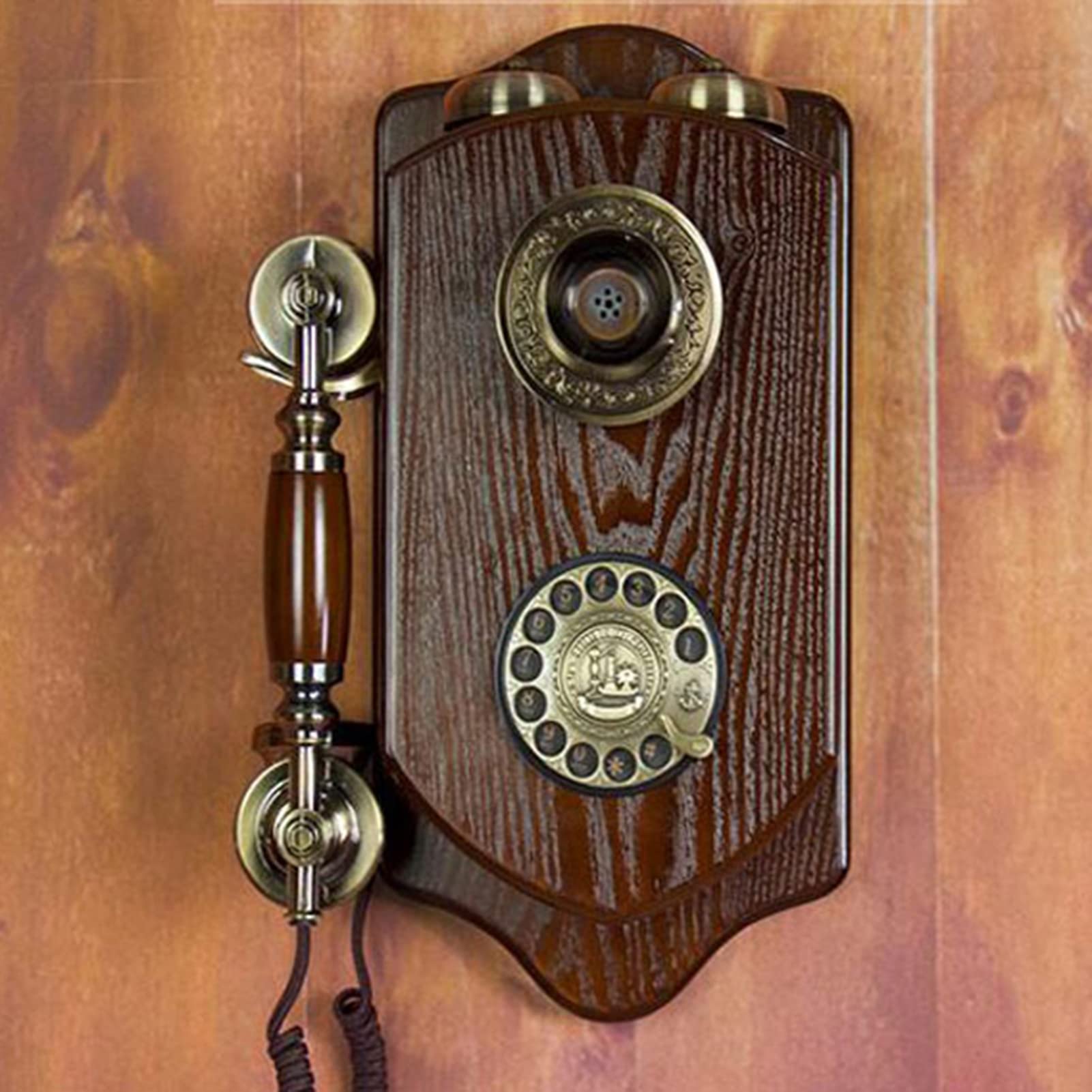 Téléphones Fixes Classiques rétro à l'ancienne - Téléphone à Cadran Rotatif Mural avec Cloche en métal Classique et Fonction Mains Libres et Recomposition pour décor de Bureau à Domicile appliqué A