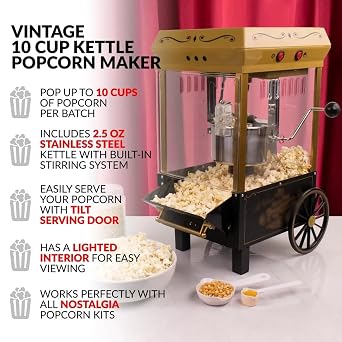 Popcorn Machine 2.5-Ounce Kettle Popcorn Maker Black Commercial Popper Machine Automatic