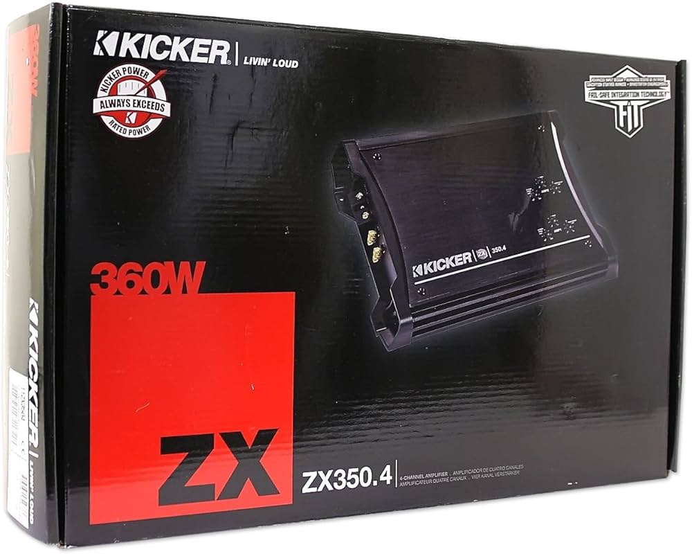 t1 　KICKER ZX350.4 Kicker 10ZX350.4 4-channel car amplifier — 60 watts RMS x 4 at