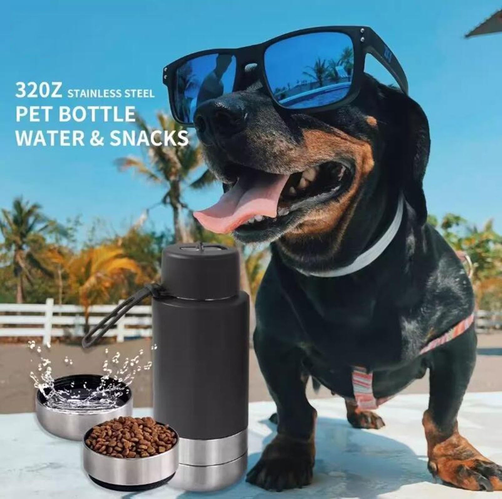 Edelstahl Hundetrinkflasche 950ml Auslaufsichere Wasserflasche für Hunde für Hunde & Katzen - Camping Reise & Outdoor Spaziergang BPA-frei(Orange)