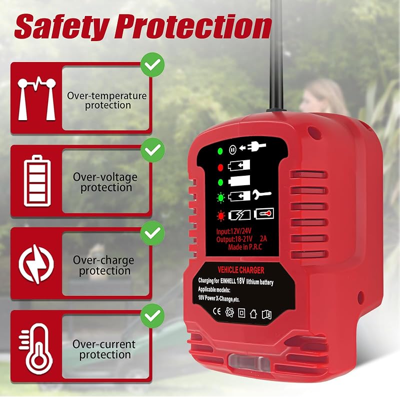 TPDL Autós mini töltő Einhell 18V Power X-Change PXC akkumulátorhoz 2A gyors töltés szivargyújtó LED kijelzővel