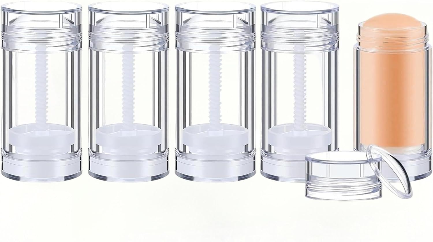 meleg otthon Empty Deodorant Containers 2.53 oz/75ml 5 Pcs | Twist Up Refillable, Leak Proof, Clear Bottles, Round Lip Balm Tubes, For DIY Lipstick Crayon