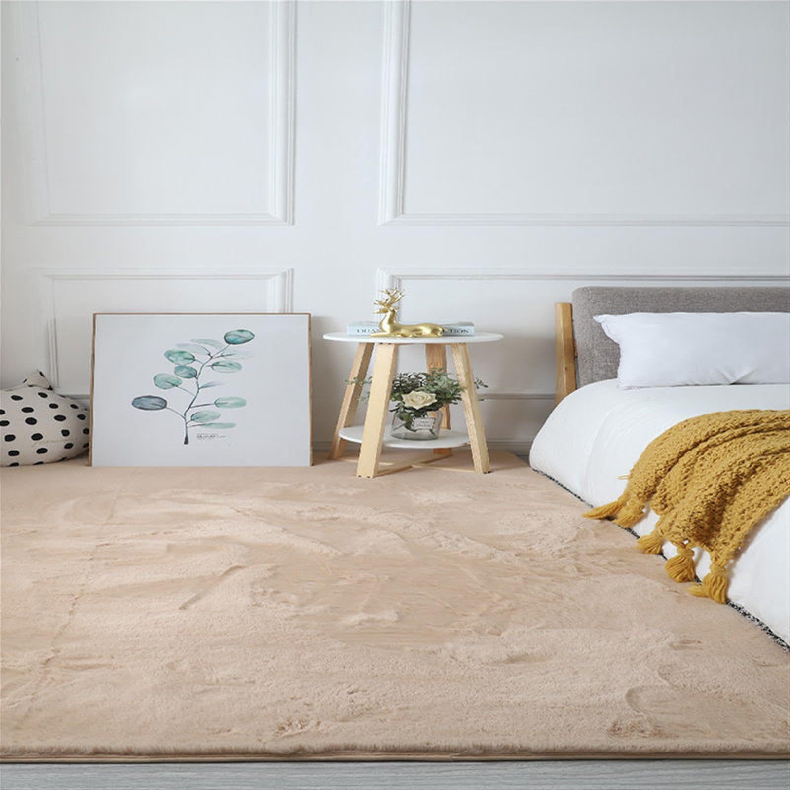 Tapis en fourrure de lapin artificielle haut de gamme pour lit et salon