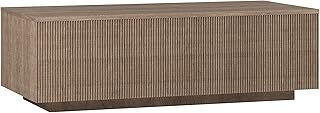Henn&Hart 48" Fluted Rectangular Low-Profile Coffee Table for Living Room, Family Room, or Office, Antiqued Gray Oak