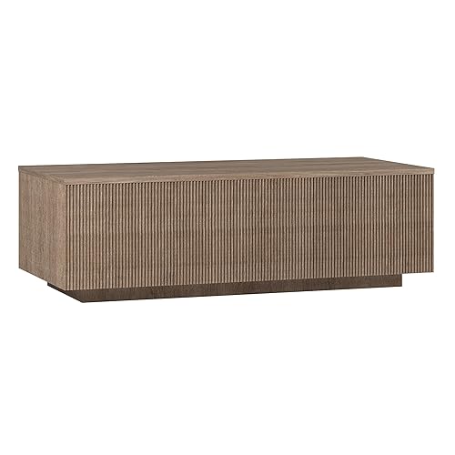 Henn&Hart 48" Fluted Rectangular Low-Profile Coffee Table for Living Room,