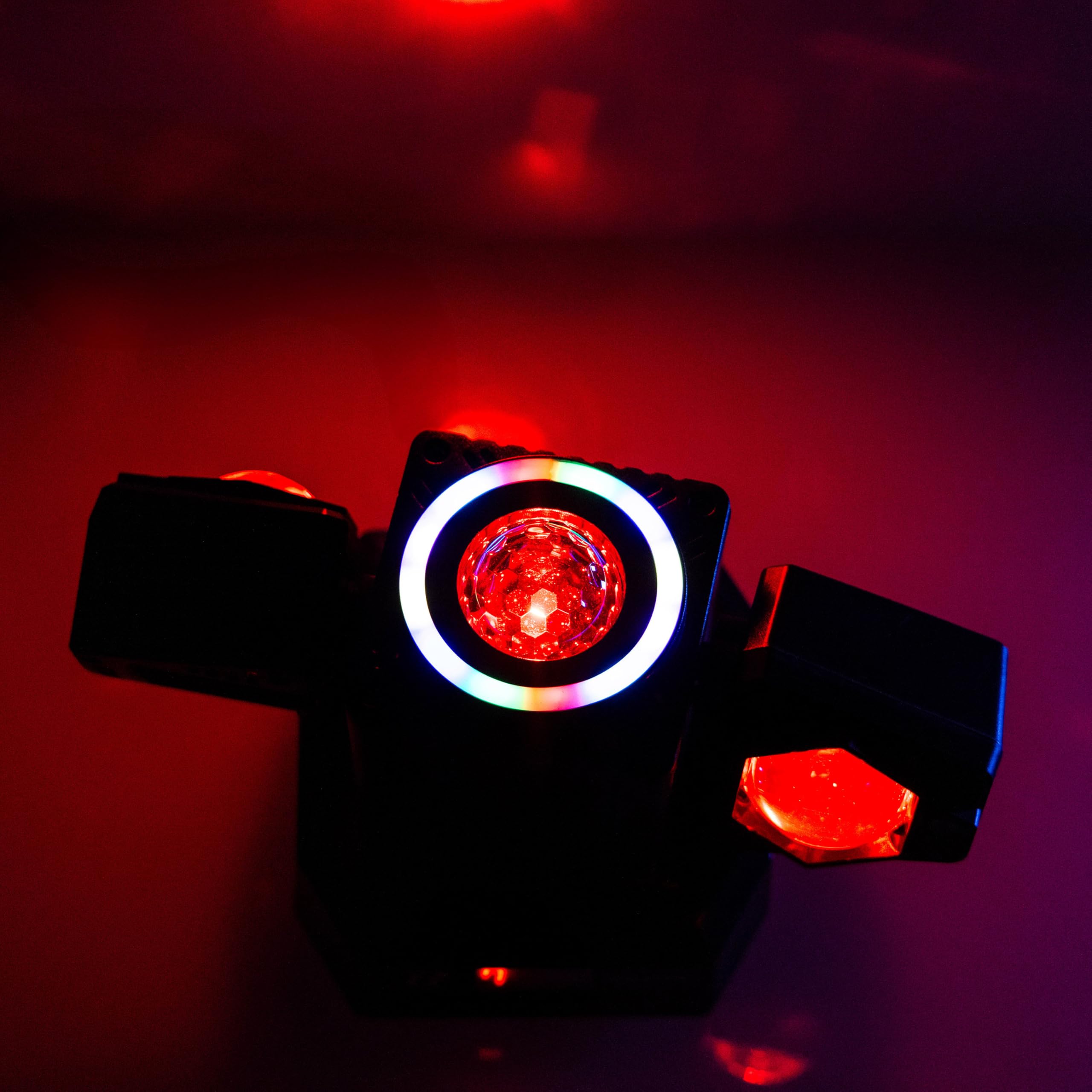 BoomToneDJ UFO Wing Jeu de Lumière LED 4-en-1 : Multifaisceaux, Stroboscope, Laser Rouge/Vert, Beam, Télécommande IR, DMX 19 canaux, Idéal DJ, Soirées, Événements