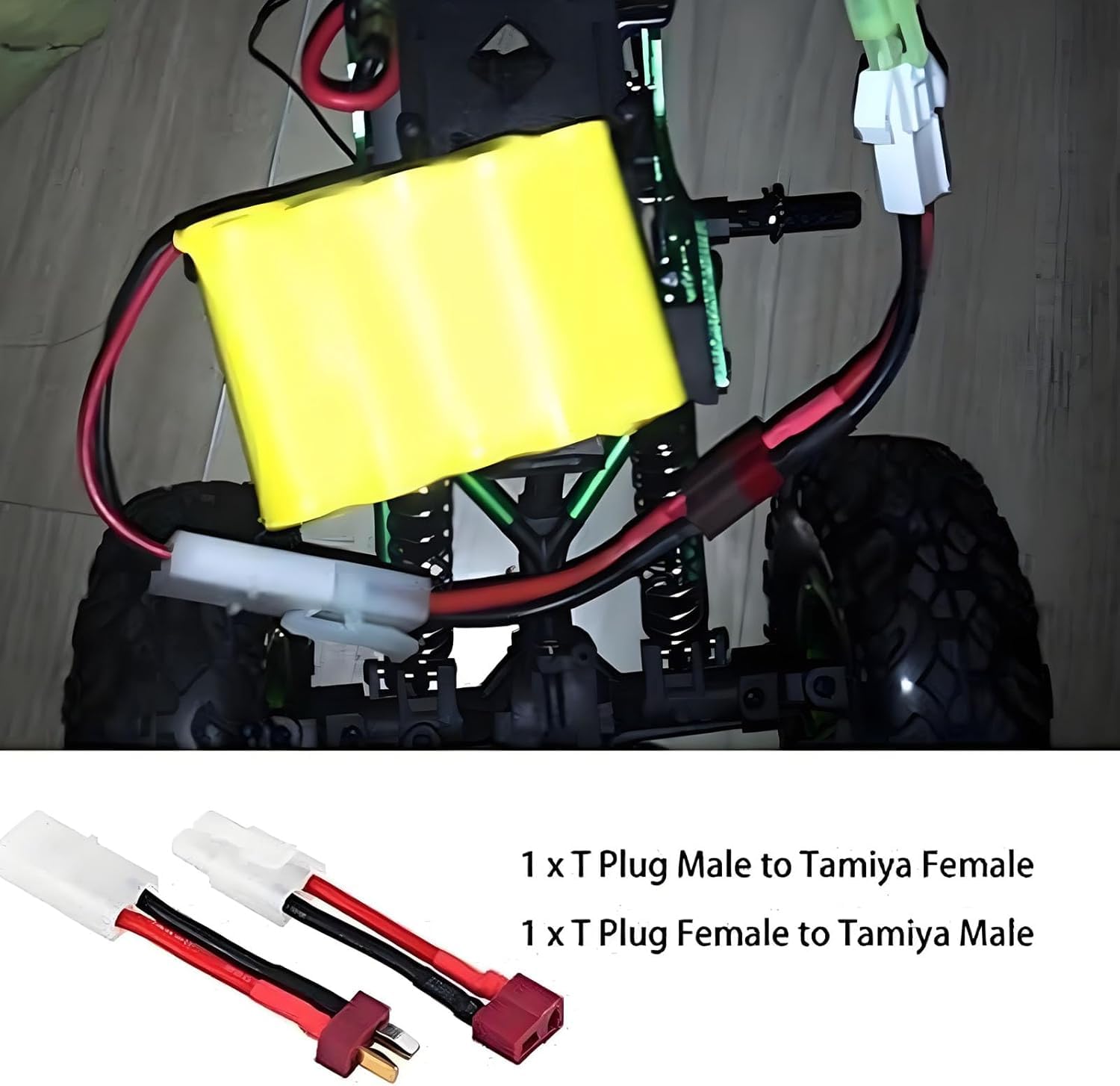 Lot de 2 adaptateurs de Batterie Japonais 13,5 mm - Fiche mâle vers Prise Femelle T-Dean - Connecteurs à Haute Tension - Fiche dorée - Câble 14 AWG de 5 cm - pour