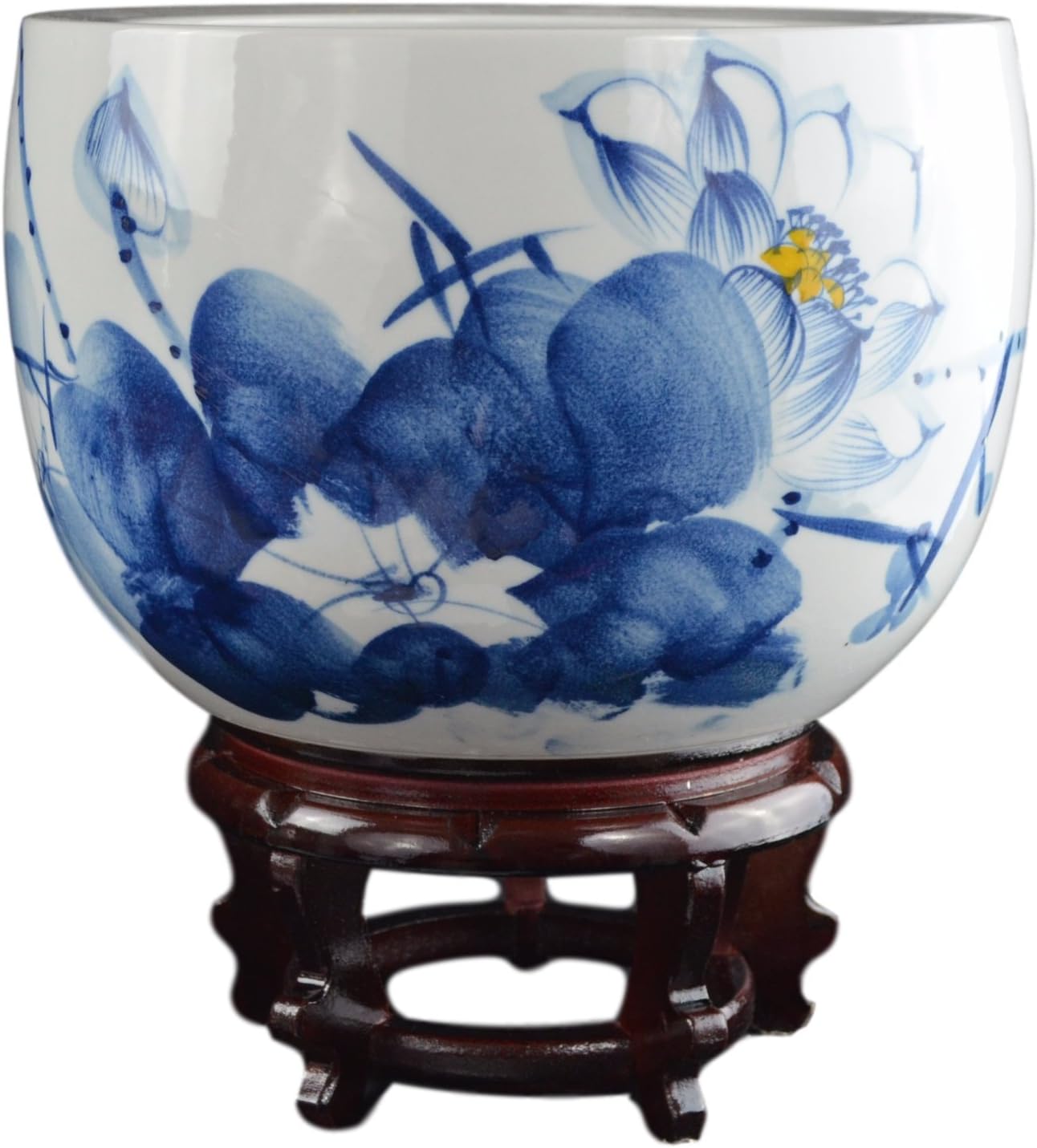 Fish Bowls Set Ceramic Fishbowl Planter Blue and White Porcelain Fish Bowl Decorations Goldfish