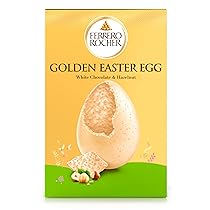 Ferrero Rocher – Uovo di Pasqua 2026 al Cioccolato Bianco con Granella di Nocciole, 6 Specialità Ferrero Rocher Incluse, Idea Regalo Pasqua, Confezione da 250 g