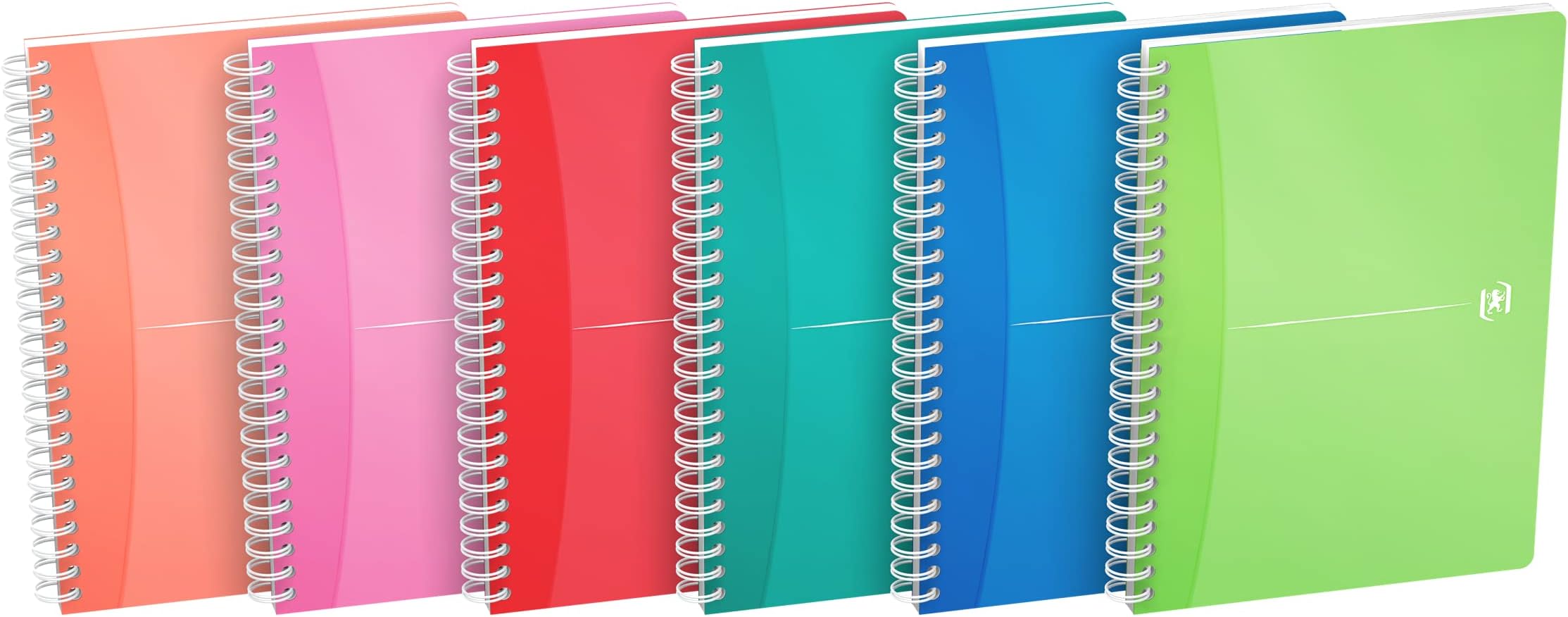 Oxford Office, A5 Notebook, Wirebound, Lined, 180 Page, Assorted Colours, Including Repositionable Divider/Ruler, Pack of 5