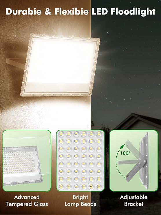 LED Floodlight Outdoor 150W 2 Pack,15000LM Super Bright Flood Lights,3000K Warm White LED Security Lights,IP66 Waterproof Work Light,Wall Light for Garden, Yard, Garage, Streets [Energy Class F]