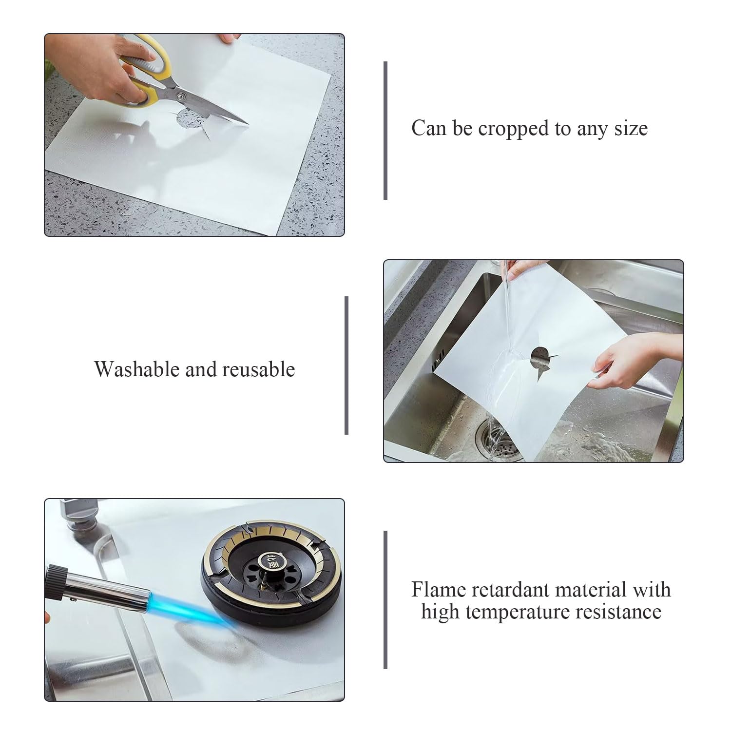 4 Copri Fornelli A Gas 27x27cm - Protezione Antiaderente Per Piano Cottura - Foto 5