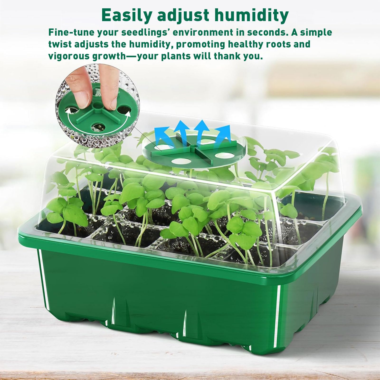 Seed Trays - 10 Pack 120 Cells Propagator Growing Thicken Seedling Starter Growing Trays with Clear Lids, Tools & Labels for Greenhouse & Gardens(10 Set) — view 5