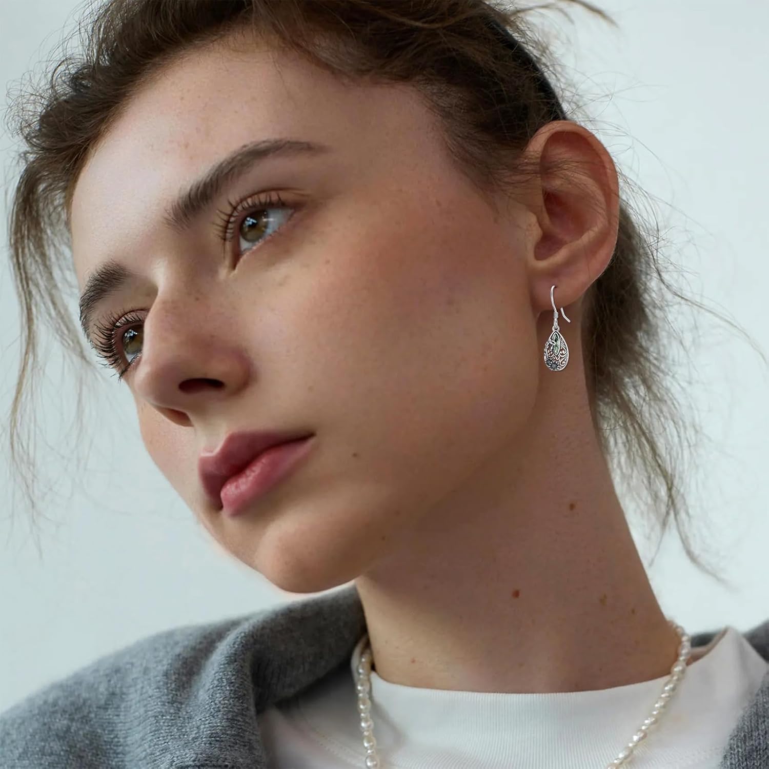 PELOVNY Sunflower/Lotus/Rose Earrings for Women 925 Sterling Silver Filigree Turquoise Moonstone Lapis Lazuli Moss Agate Dangle Earrings Birthday Christmas Jewelry Gifts for Mom Daughter Wife