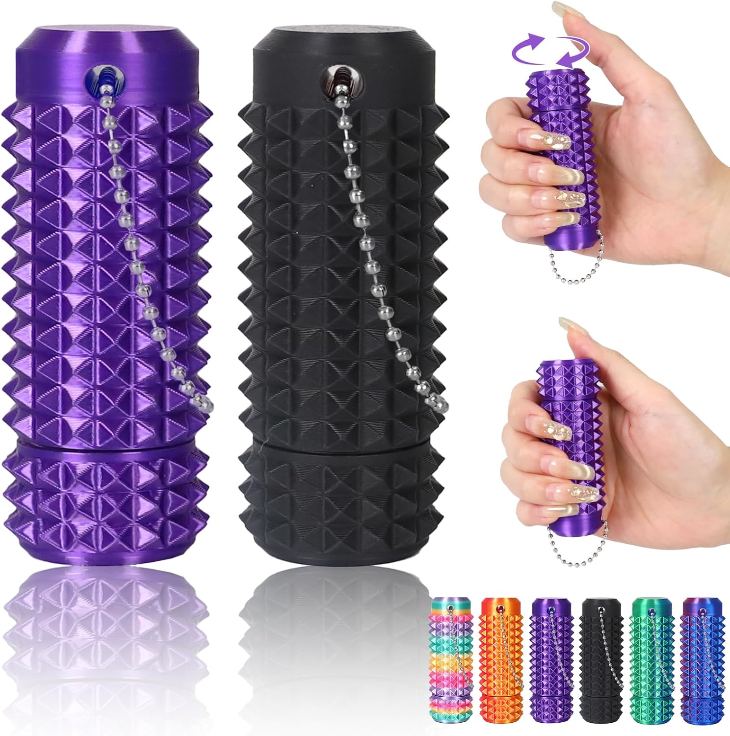 2PCS Little Ouchies Pain Stim Fidget, Fidget Toys for Adults, 3D Printed Spin Spiky Grippie Sensory Rollers Spinner Toys for ADHD, Anxiety, Stress Relief, Autism, Novelty Stocking Stuffers