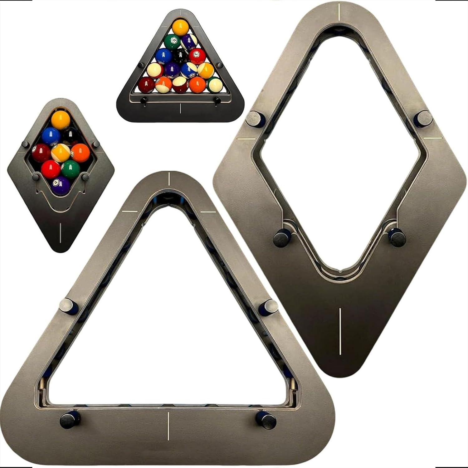 Precisions-Engineered Professional Billiard Rack System Adjustable Lock System Billiards Accessories That Eliminates Gaps for Wood Billiard 8-Ball/9-Ball Pro Triangles/Diamonds Pool Balls Racks