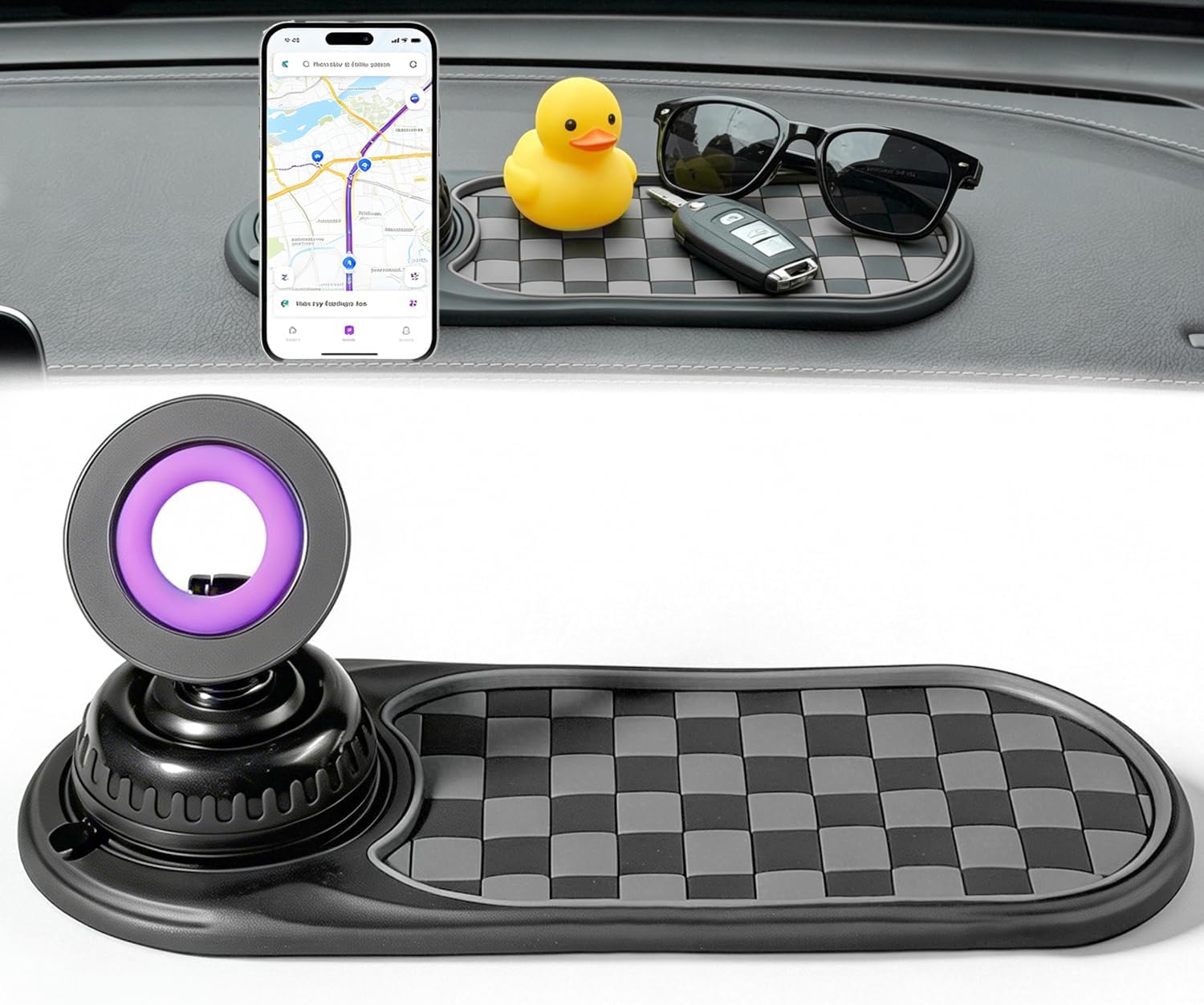2026 Upgraded Car Phone Mount, 360° Adjustable Magnetic Anti-Slip Mat-Gray
