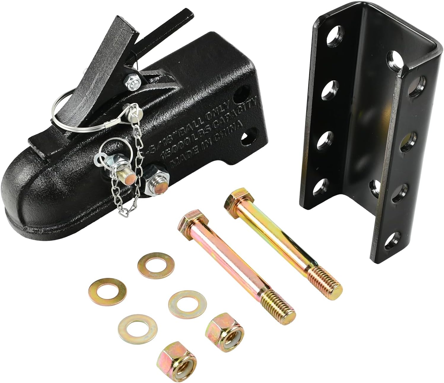 Heavy Duty Cast Adjustable Trailer Coupler with 3-Position Channel Bracket Kit,2-5/16" Hitch Ball,15000LBS Capacity Channel-Mount Coupler with Hardware Kit Black