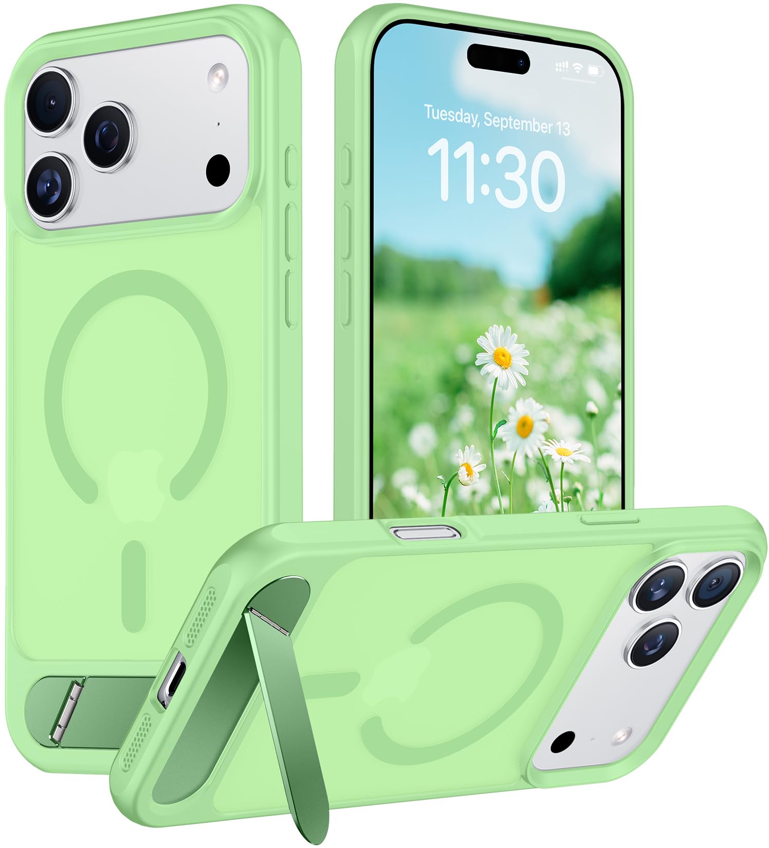 Temdan Designed for iPhone 18 Pro Case/17 Pro Case,[Built-in Invisible Kickstand][Compatible with MagSafe][Military Grade Shockproof]Slim Translucent Matte Phone Case for iPhone 17 Pro/18 Pro 6.3 inch