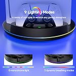 NEWDERY Console Stand for PS5, Dual Charging Station for PS5 Controllers | for PS5/PS5 Slim/PS5 Pro, for PS5 Controllers, Console Stand, Dual Controllers Charging Dock, Adjustable RGB Light, Black