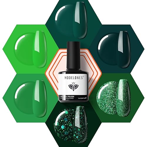 Miniatura 9 de Modelones - Esmalte de gel rojo, colores clásicos populares, semipermanente, con purpurina. Set de manicura para usar en casa y en el centro de