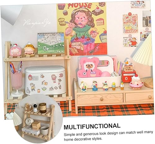 Miniatura 5 de Beaupretty Estante organizador Soporte de almacenamiento Estante de tocador de madera Estante de escritorio Almacenamiento en el hogar