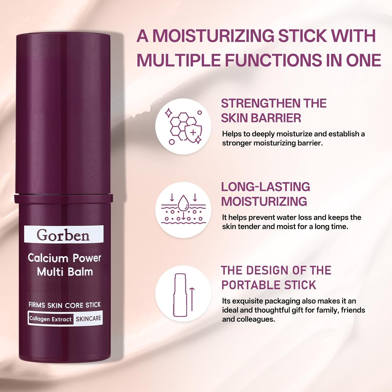 2 Pcs Calcium Multi Balm Stick, Anti Wrinkle Calcium Balm,Anti-aging Firming & Sagging Wrinkle Care Collagen Face Eye Treatment Balm. - Image 2