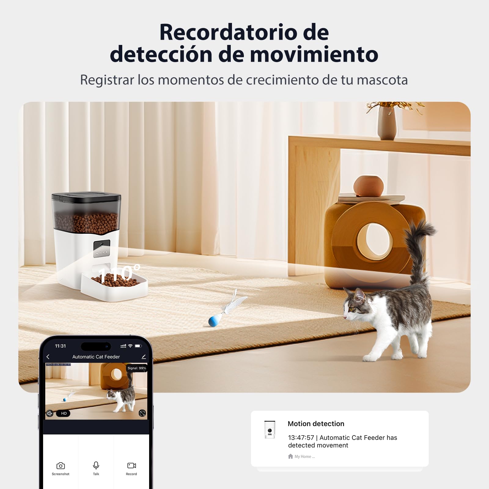 IMIPAW Comedero Gato Automatico con Cámara, 1080P HD, 5G | 2.4G WiFi, App Control Dispensador Automático Inteligente para Gatos y Perros, Audio Bidireccional (Blanco)