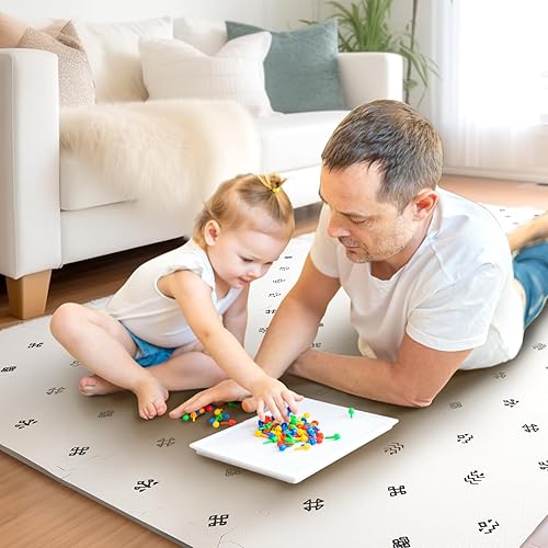 Miniatura 7 de TCBunny - Alfombra de juego extragrande para bebés, tapete de espuma de rompecabezas de 4 x 6 pies para niños y niños pequeños (bohemia)