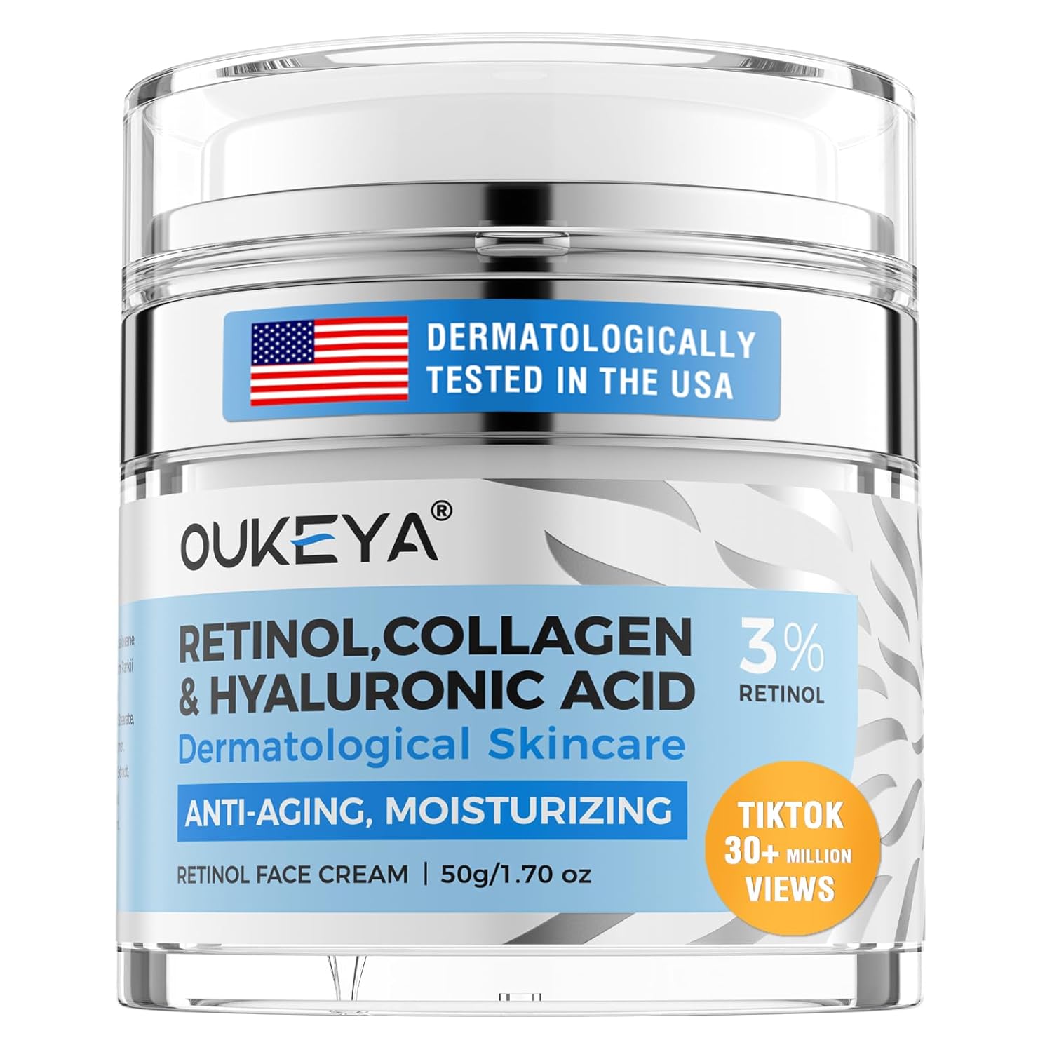 OUKEYA Retinol Cream for Face,Wrinkle for Women, Anti-Aging Moisturizer, Neck Firming & Décolleté, Moisturizer Face Cream, Day Night with 5% Hyaluronic Acid
