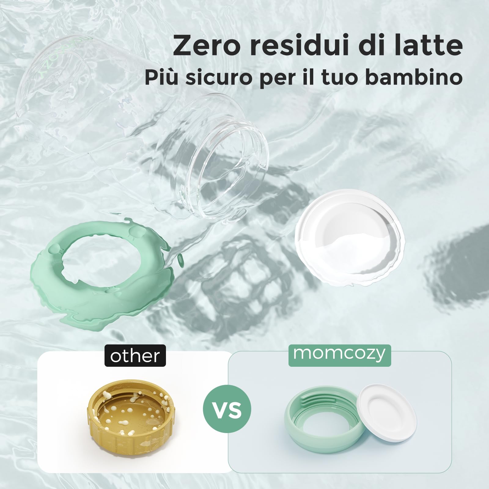 Momcozy Bottiglie per Conservazione Latte Materno 300ml Collo Largo, Biberon Contenitori Latte Materno per Frigorifero/Freezer, Senza BPA, Set 4 Pezzi