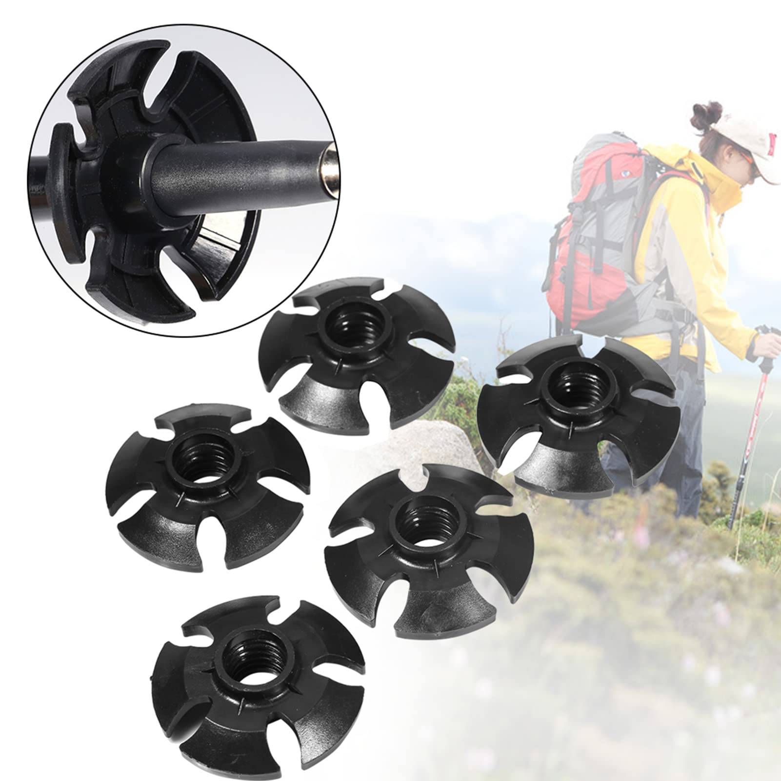 Set Da 2 Cestelli Portatili Per Bastoni Da Trekking – Neve E Fango, In Nylon, Diametro 5,5 Cm, Leggeri E Resistenti, Per Maggiore Stabilità