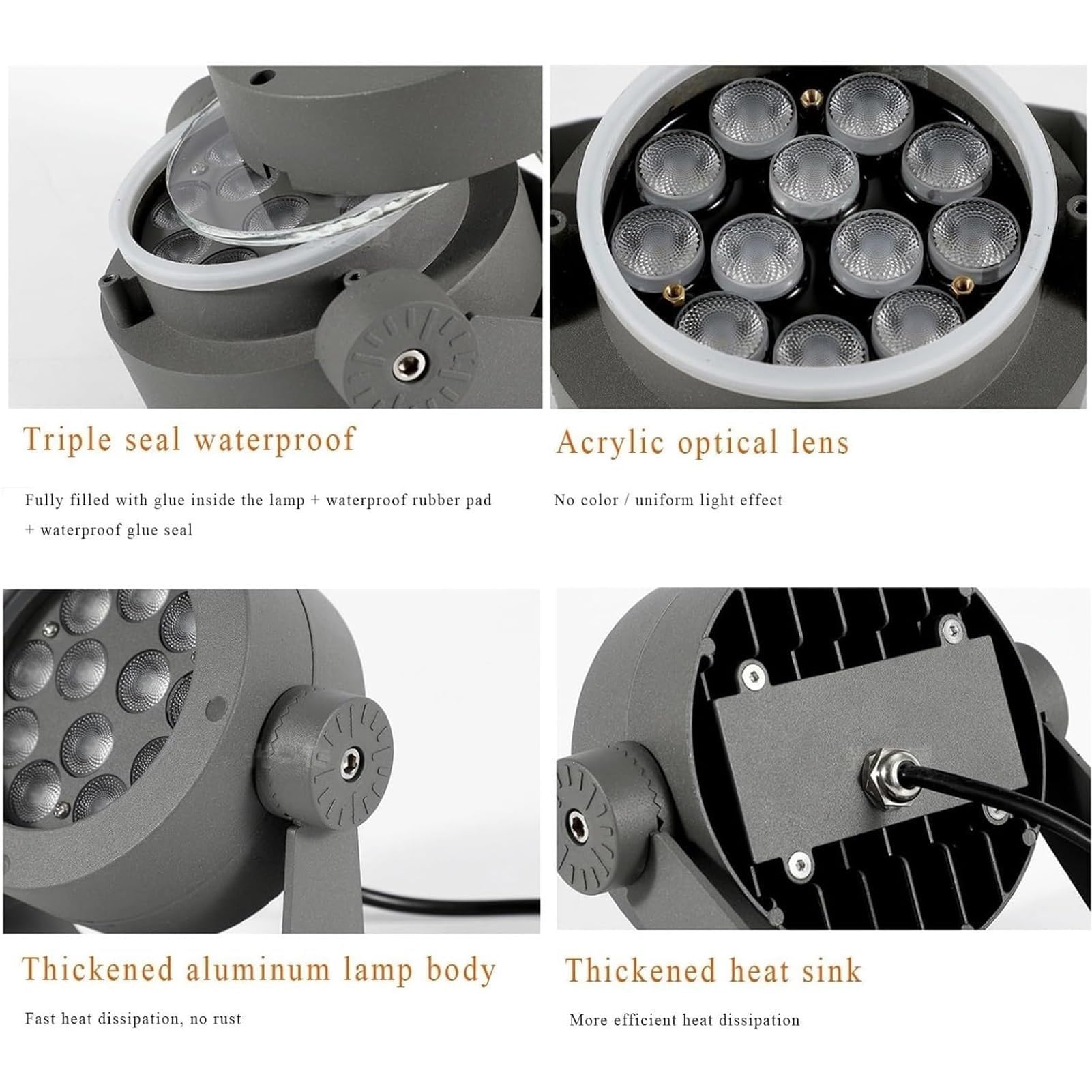 Proyectores LED - Focos Para Exterior, Focos Para Paisajes De Árboles CA 85~265V, Luces De Césped Para Jardín Al Aire Libre Impermeables IP65, Ángulo Ajustable(White,12w)