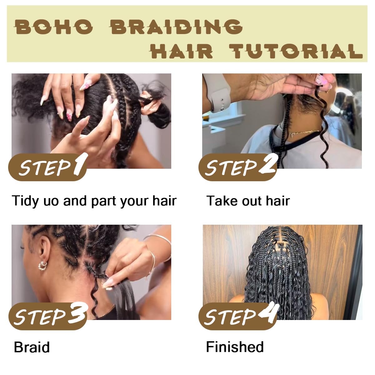 Human Braiding Hair for Boho Braids 22 Inch 110g 2 Bundles/Pack Deep Wave 12A Curly Brazilian Virgin Hair Extensions No Weft Knotless Bulk 1B Black