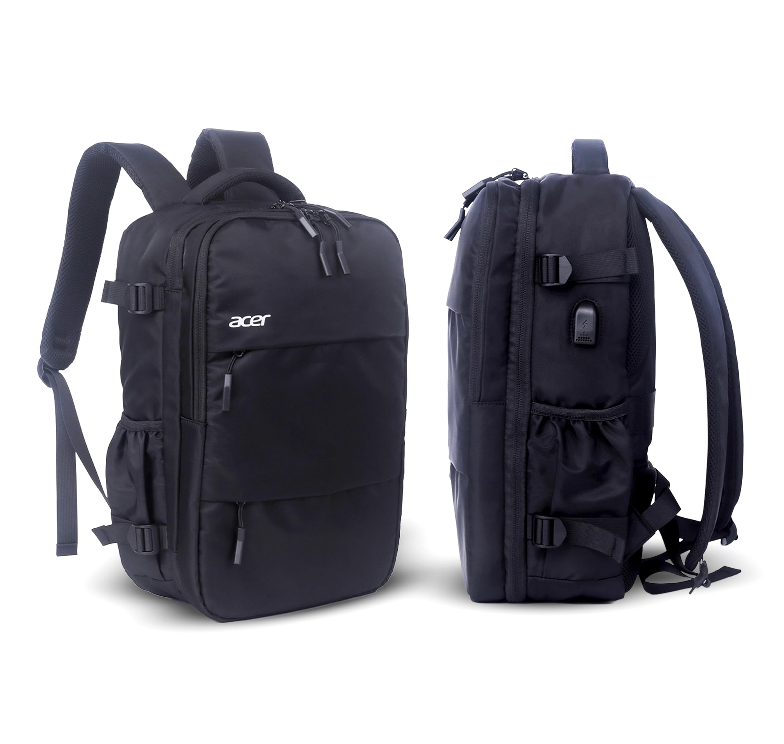 Acer Estilo Premium 15.6 Inch Black Color Backpack I Water Resistent Polyester I Expandable, 2 Zipper Front Pocket, 2 More Compartment for Laptop and Other Accessories I USB Charging I Strolley Strap-image-31