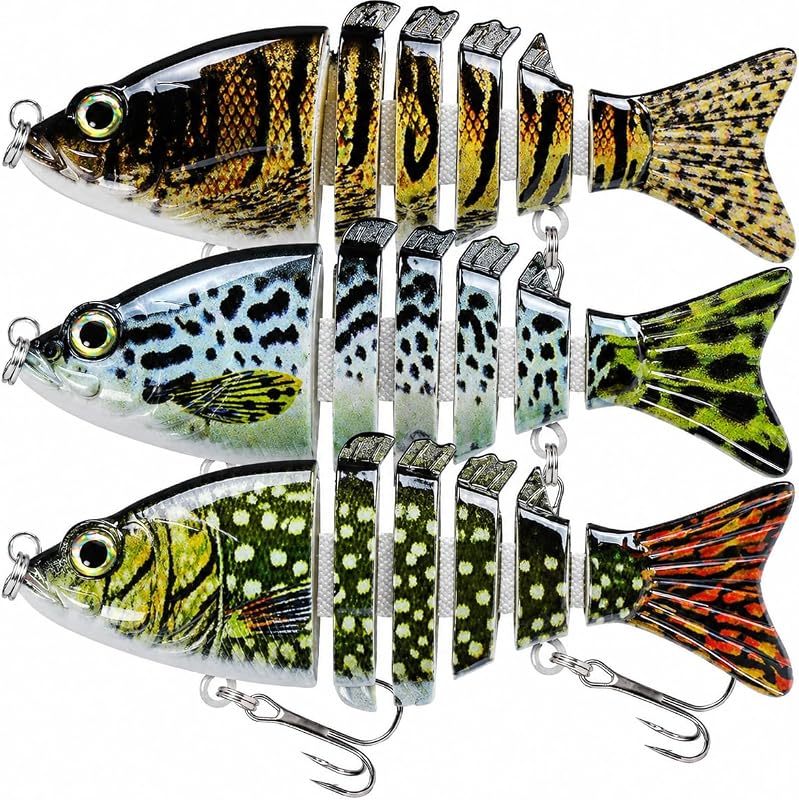 Fishing Lures Multi Jointed Fish Fishing Kits, Slow-Sinking Lifelike Segmented Swimbait Crankbaits, Realistic Swimming Action for Bass, Trout, Pike & Walleye, Freshwater and Saltwater