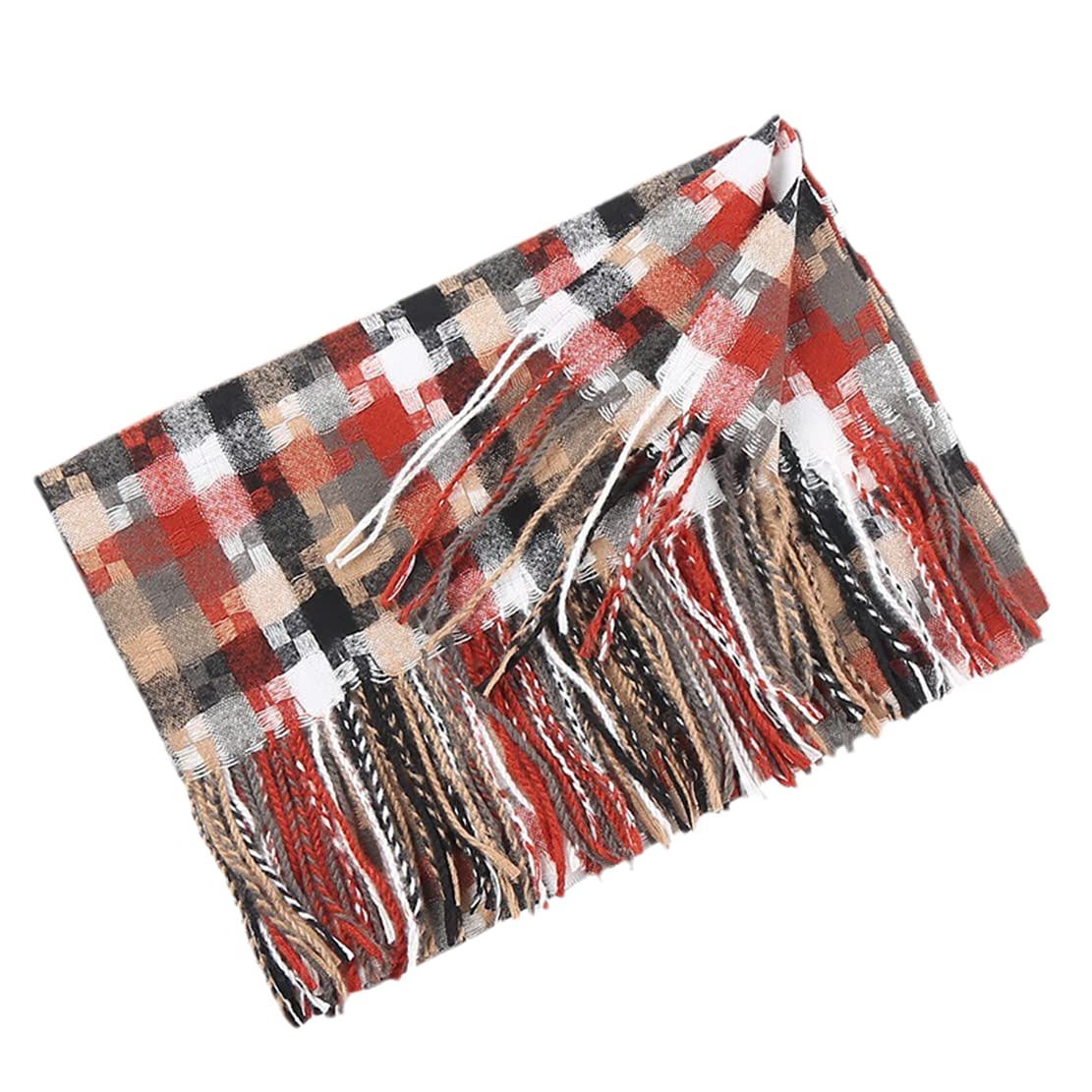 Bufanda de cachemira sintética a cuadros, gruesa, cálida y de doble cara para mujer, ideal para otoño e invierno.