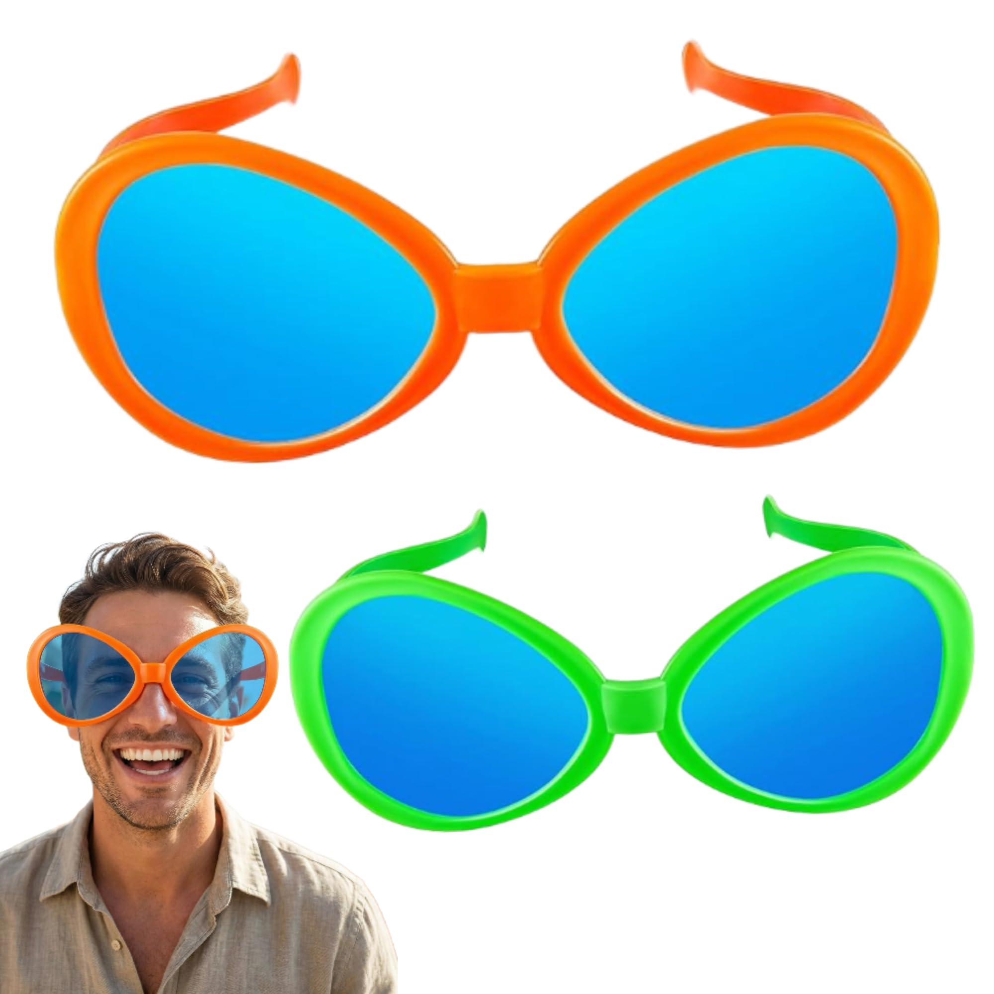 Flutesan 2 Pcs Giant Sunglasses Jumbo Clown Glasses Funny for Adults Photo Props for Halloween Party