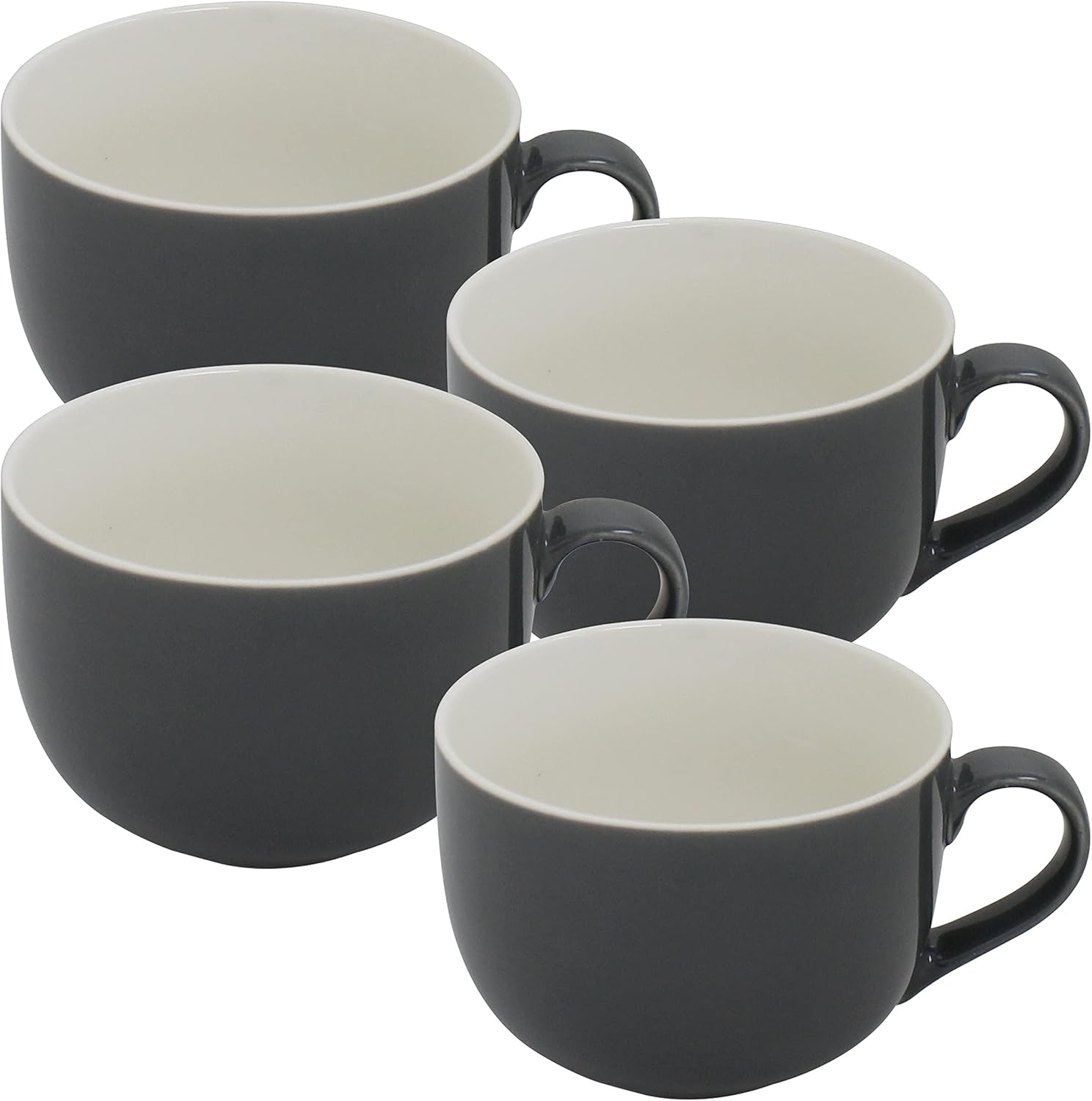Serami Oversized Coffee Mugs - Set of 4 Beverage and Soup Mugs with Handles - 22oz Ceramic Cups for Lattes, Cereal Bowl, Extra Large Cappuccinos and Jumbo Cups of Tea - Gray