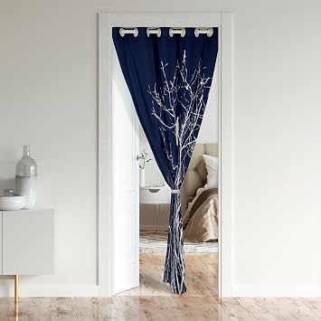 Fashion Bird Silhouette Door Curtain Farmhouse Navy White Blackout Curtain 106 x 203 cm Tree Branches Door Curtain for Living Room Decoration
