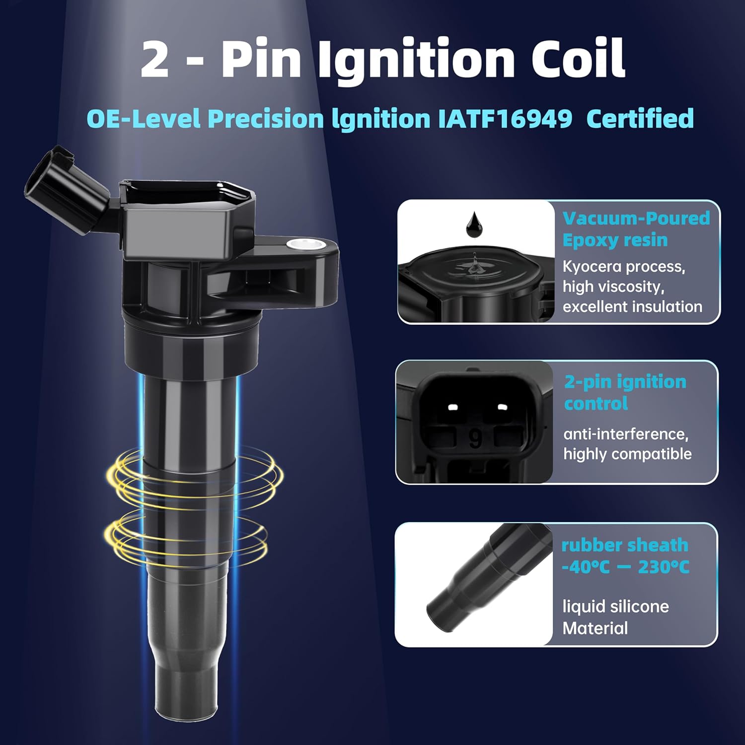 Set of 4 UF611 Ignition Coil Pack & Iridium Spark Plug Compatible with 2.4L 2.0L L4 2009-2016 HYUNDAI Sonata Tucson Santa Fe Genesis Coupe/Kia Sorento Forte Optima Sportage Borrego C1667 27300-3F100