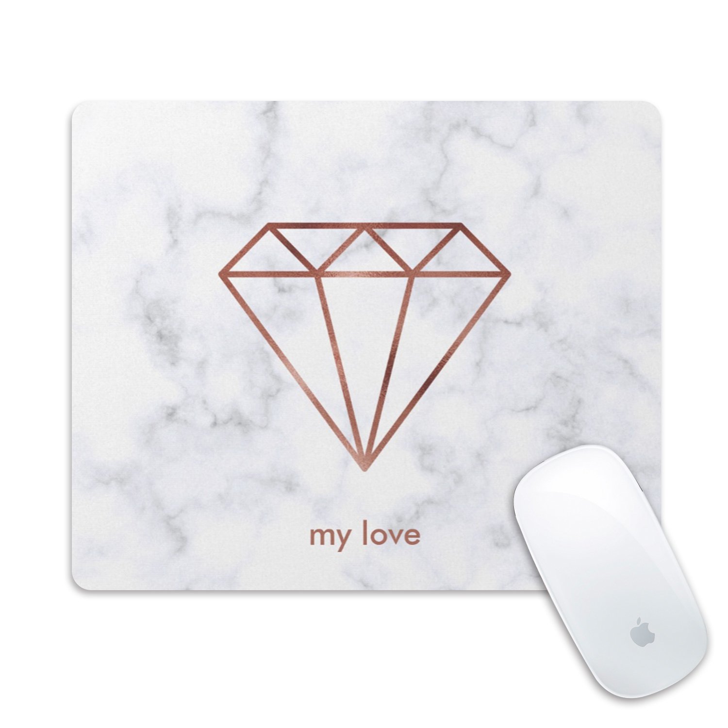 Non Slip Mouse Pad, Elegant Paint Mice Pad Gaming Mouse Pad for Office, Computer, Laptop(Rose-Gold-Diamond)