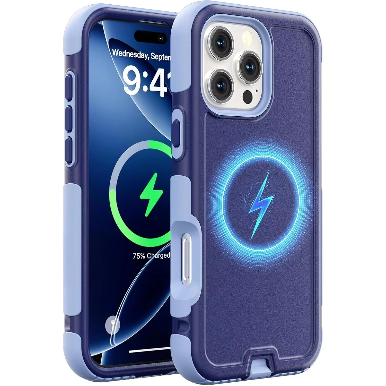 Funda para iPhone 15 Plus, Resistente, con Carga magnética, protección contra caídas de Grado Militar (para iPhone 15 Plus/Azul).