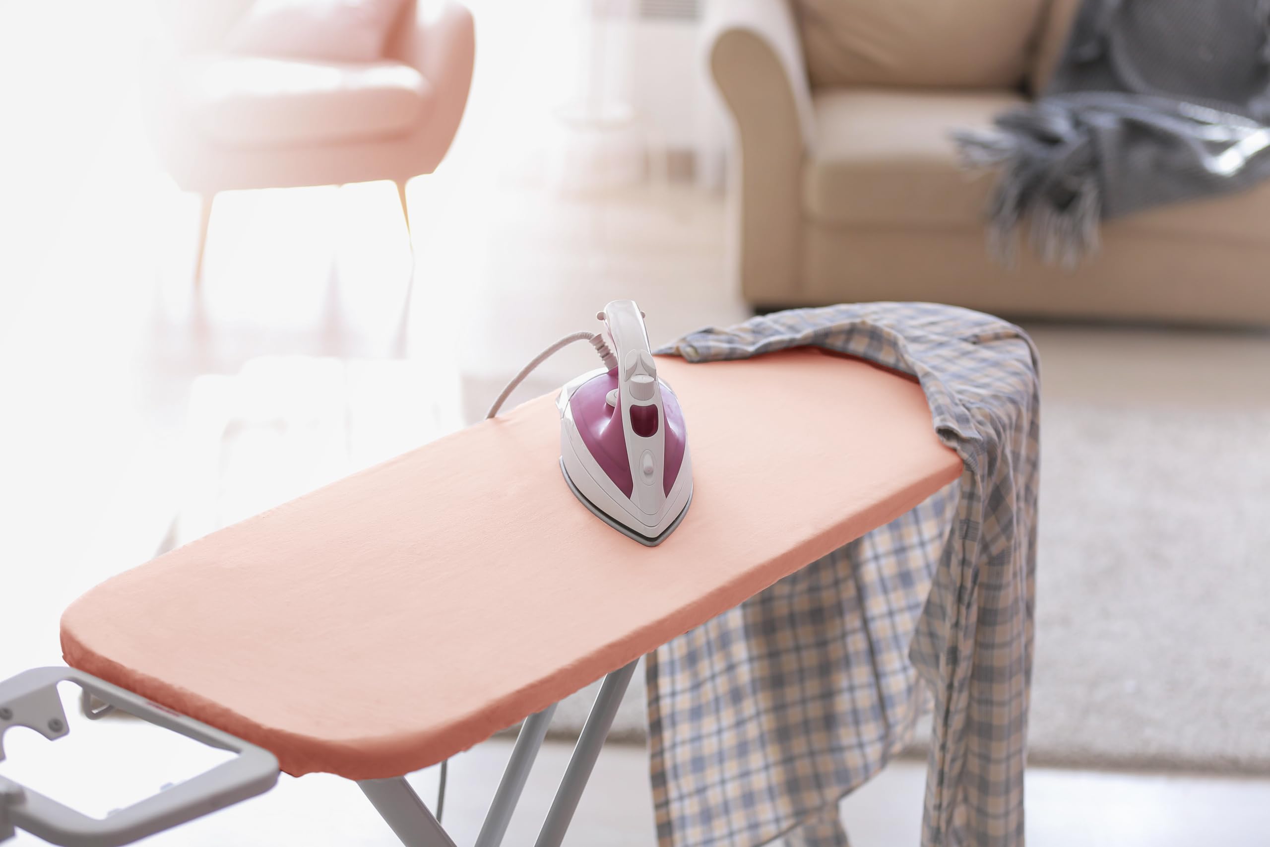 Encasa Ironing Board Covers (up to 114 x 35 cm) Elastic Tightening with Thick 4 mm Felt Padding, Easy Fit, Scorch Resistant, Plain Colors- Grey — view 46